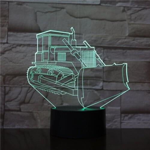 Novel 3D Dynamic Tractor Car Vehicle 7 Colors Changing USB Desk Table Lamp Remote Touch Base Kids Birthday Toy Car Gift