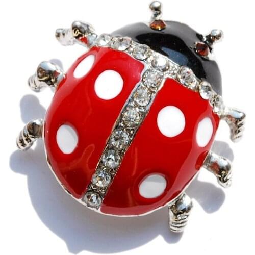 OneckOha Fashionable Rhinestone Animal Brooches Lovely Enamel Ladybug Brooch Pin Jewelry Brooch