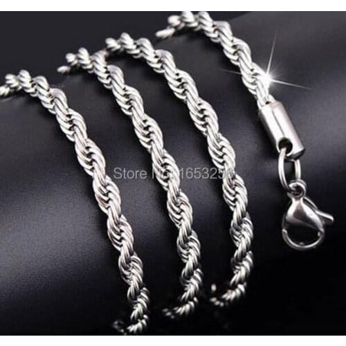 Lot 10pcs Stainless steel Rope Chain Necklace on sale 4mm 22