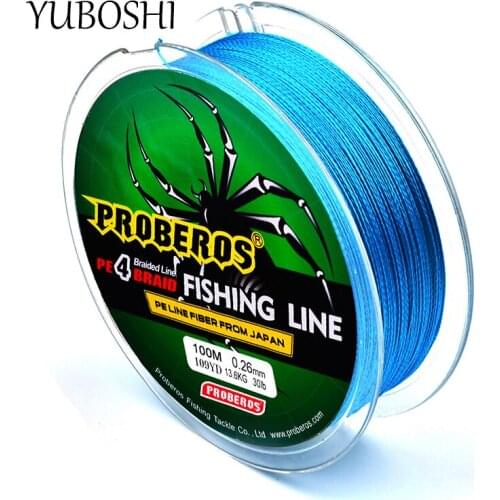 YUBOSHI Brand 4 Strand Super Strong PE Braided Fishing Line Multifilament Fishing Line 100 Meters Braid Thread