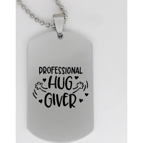 Ufine jewelry girl gift pendant army card professional hug giver stainless steel customed necklace N4261