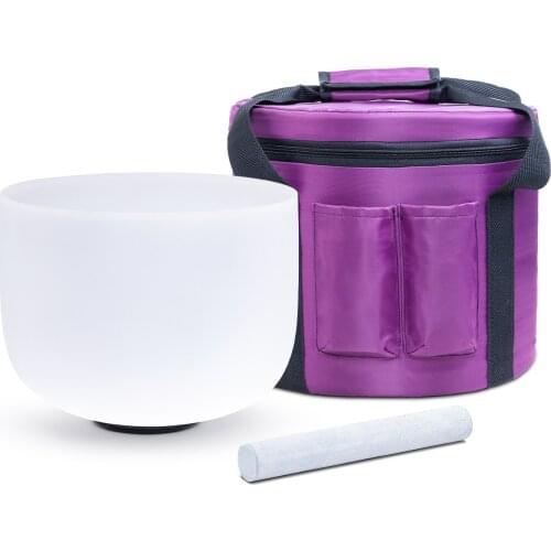 KVKA 8 inch canvas Bag for Quartz Crystal Singing Bowl carrier purple Color with free suede striker
