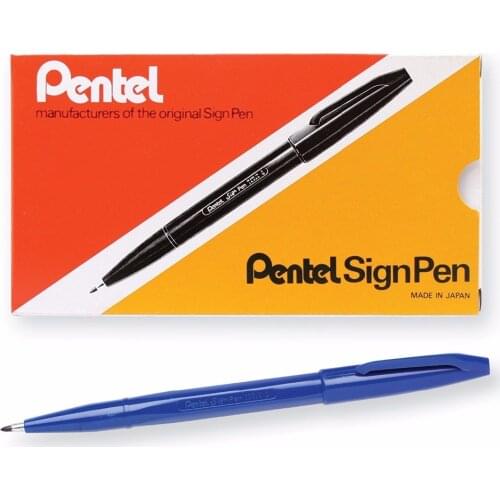 Pentel Sign Pen Fiber-Tipped Pen , Felt Tip Micron Marker Blue Black Red Green Ink