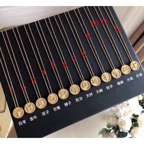 S925 silver Star Zodiac Sign 12 Horoscope Necklaces & Pendants Choker Necklaces for Women famous star Necklace bijoux femme