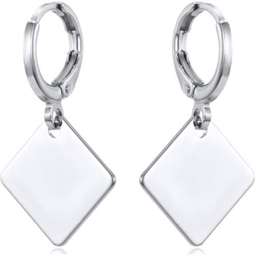 GEOMEE 1Pair Metal Color Triangle Square Hoop Earrings For Women Girl Chic Cute Geometric Small Hanging Earrings Jewelry E554-3