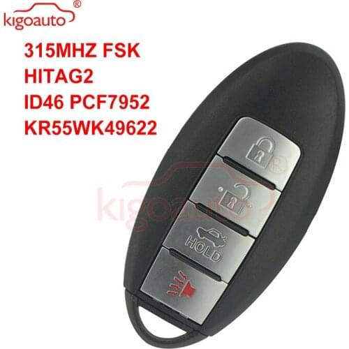 Kigoauto Smart key keyless entry 3 button with panic KR55WK49622 315MHZ FSK HITAG-2 ID46 PCF7952 for Nissan