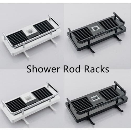 1pcs Shower Rod Rack Bathroom Lift Rod Bracket Shampoo Tray Punch-free Toilet Shower Storage Hanging Basket Wall Shelf Floating