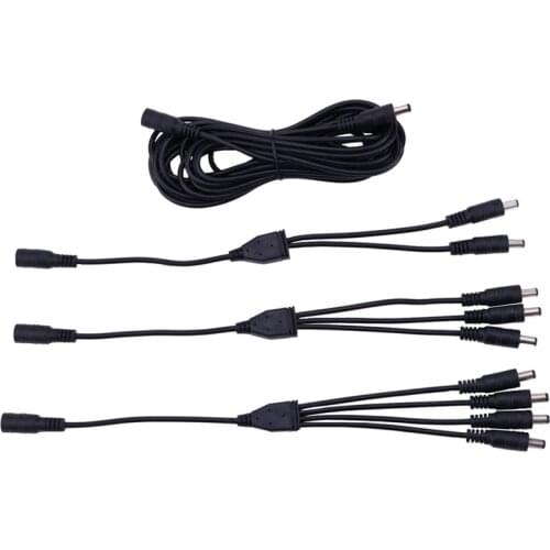 DC Power Extend Cable 5.5x2.1mm 1m 2m 3m 5m for 12V 24V LED Strip Rope Light Tape 1 Female to 1 2 3 4 Male Adapter Plug Splitter