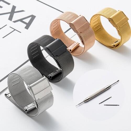 12mm 14mm 16mm 18mm 20mm 22mm Universal Milanese Loop Watch Band Stainless Steel Metal Wrist Strap Bracelet Accessories for DW