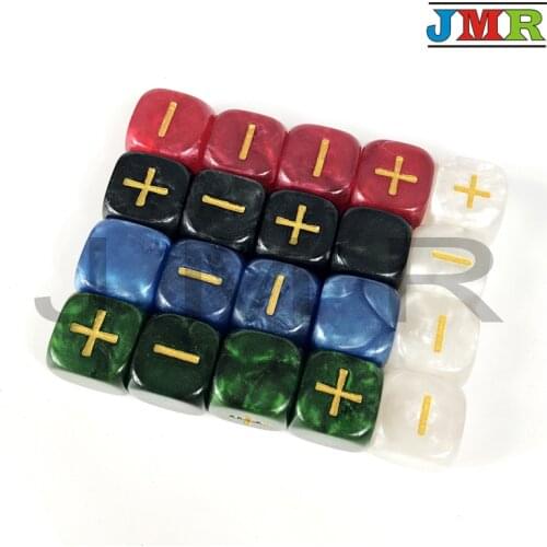 Top Quality 16mm Fate Dice for Board Game 4PCS "+,-"Mable Effect with Gold Ink Tabletop Game,Desk Game
