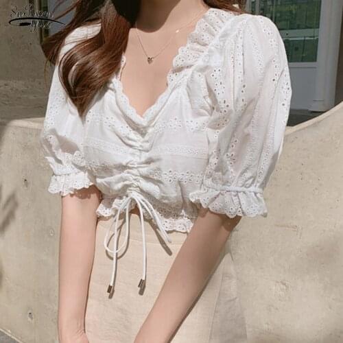 Women Shirts Haut Femme White Blouse Plus Size Womens Tops and Blouses Woman 2021 Summer Blusas Verano Mujer Tunique Femme 15402