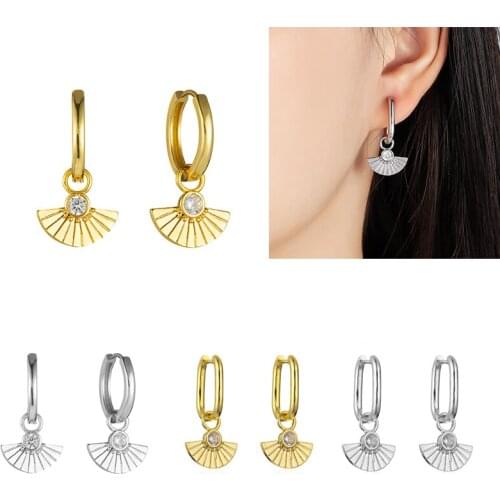 SIPENGJEL Punk U-shape Hoop Earrings Geometric Scallop Pendant Drop Earrings For Women Prevent Allergy Jewelry 2021