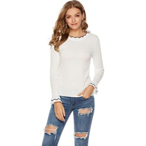 Lotus Edge Neck Sweater Women 2021 Autumn And Winter New Slim Show Thin Knit Casual Solid Color Long Sleeve Bottom Shirt