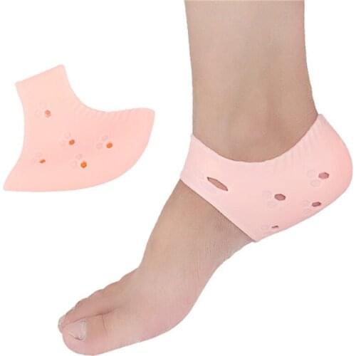 1 Pair Of Bright Skin Color Heel Protector Heel Crack Protection Sleeve Cracking Socks Foot Care Foot Heel Protection Tool