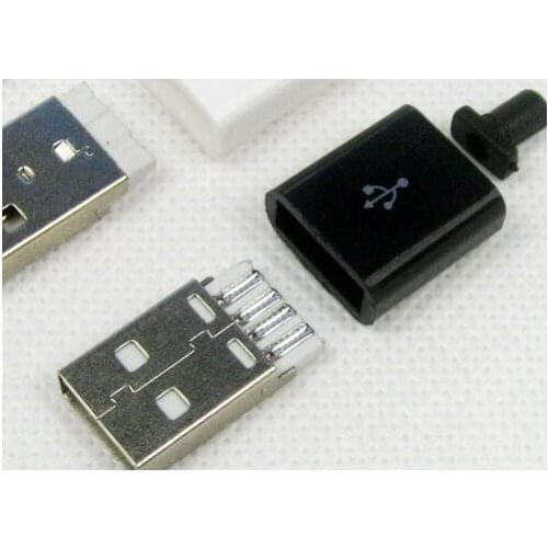 10pc/lot DIY USB 2.0 A Male Assembly Adapter Connector Plug Socket black