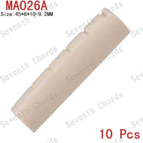 10 Pcs Lvory-White Plastic Acoustic Guitar.6 String Slotted Nuts - 45*6*10-9.2MM