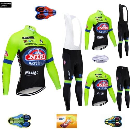 2019 Team de ITALIA Cycling Jersey Set Long Sleeve Bike Cycling Set Ropa Ciclismo Invierno Bicycle Wear Bike Clothing 20D