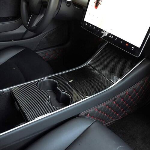 3Pcs/Set Car Carbon Fiber Box Control Panel Decoration Emblem Decal Reflective Self-adhensive Fit For Tesla Model 3