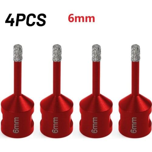 4Pcs 6mm Dry Diamond Drill Bits Drilling Core Bit Ceramic Tile Hole Saw Cutter For Porcelain Granite Marble Glass M14 Thread