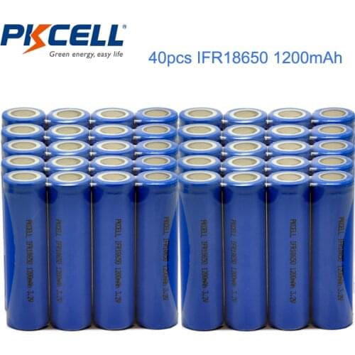 40pcs/Lot PKCELL 18650 Battery LiFePO4 18650 3.2V 1200mAh lifepo4 IFR 18650 Rechargeable Battery Batteries Baterias Wholesale