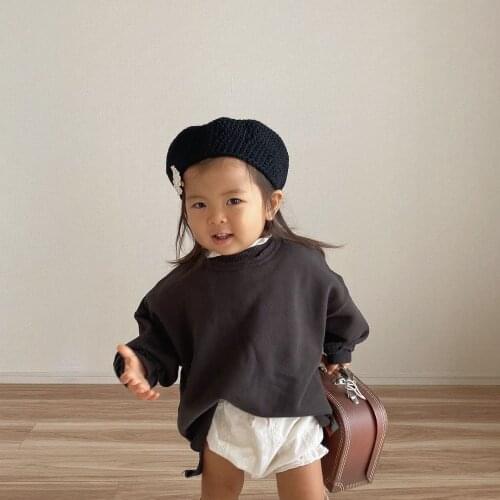 9114 Brother Sister Clothes Autumn 2021 Infant Climbing Clothes Childrens Loose Leisure Pullover Sweatershirt Home Clothes