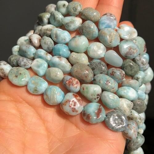 A+ 8-10mm Natural Irregular larimar Stone Beads Loose Spacer Beads For Jewelry Making DIY Bracelet Earring Accessories 15"Inches