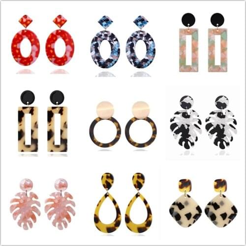 Acrylic Acetate Earrings 2019 Women Clip on Earring Bohemian Big Statement Fashion Circular Luxury Ear Clips Jewelry Accessories