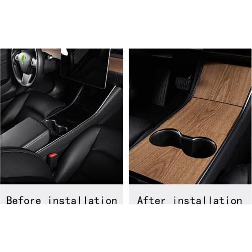 Car Central Control Sticker Protective Film Scratch-Resistant Car Wood Grain Sticker for Tesla Model 3 Y