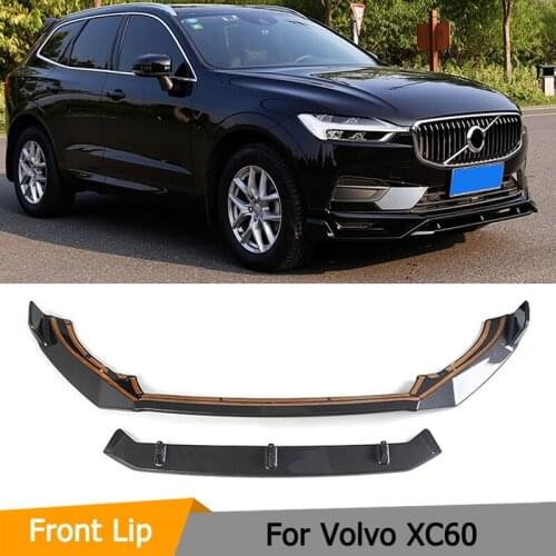 Car Front Lip For Volvo XC60 2018 - 2020 Car Front Bumper Lip Spoiler Splitters ABS Gloss Black Carbon Look