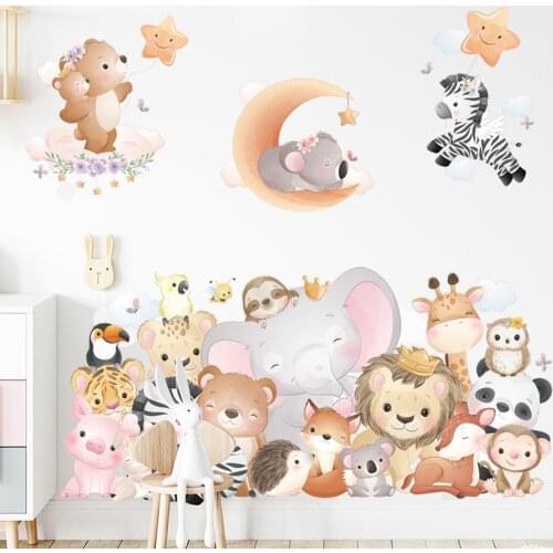Big Size Lovely Animal Zoo Wall Stickers for Baby Children Room Nursery Decals for Living Room Sofa Home Decoration Stickers