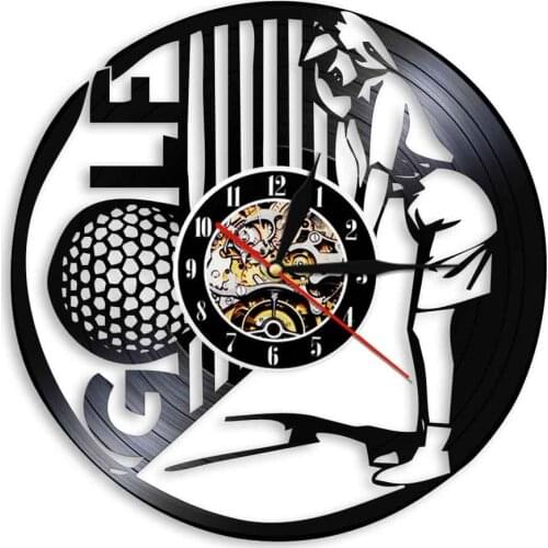 Golf Ball Hobby Modern Sport Vinyl Record Wall Clock Golf Club Course Brassie Wall Hanging Decor Watch Gift for Golf Game Lover