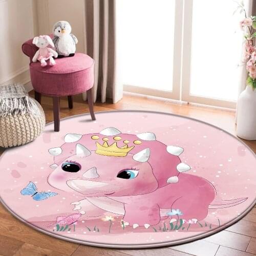 Dropshipping Cute Animal Pattern Children Comfortable Round Carpet Alfombra Non-Slip Children Flannel Carpet Baby Play Mat