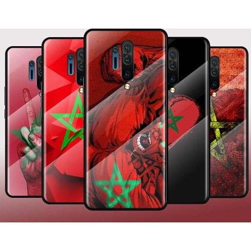 Morocco Flag Coat Of Arms Tempered Glass Hot New Shell Luxury Cover For Oneplus 7 7T 8 Z 8 8T 9 9R Nord PRO 5G Phone Case