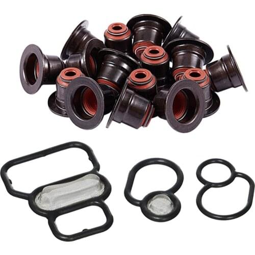 16Pcs Valve Stem Seal Kit for Bmw E53 X5 E63 E65 E70 X5 E71 X6 & 3x VTEC Solenoid Gasket Kit for HONDA 1996-2005 CIVIC