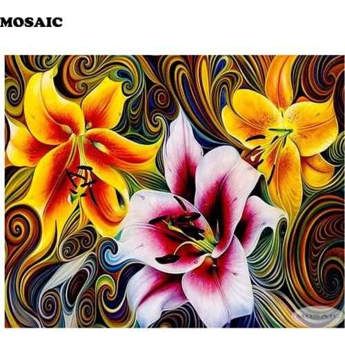 Mosaic 5d Diy Diamond Painting Flower Diamond Embroidery Cross Stitch Wall Stick Diamond Mosaic Home Decor Needlework B5