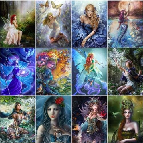 Cartoon mermaid Full Square and Round Embroidery Mosaic Cross Diy 5D Diamond Paintings Fairy Girls Handmade Home Decoration