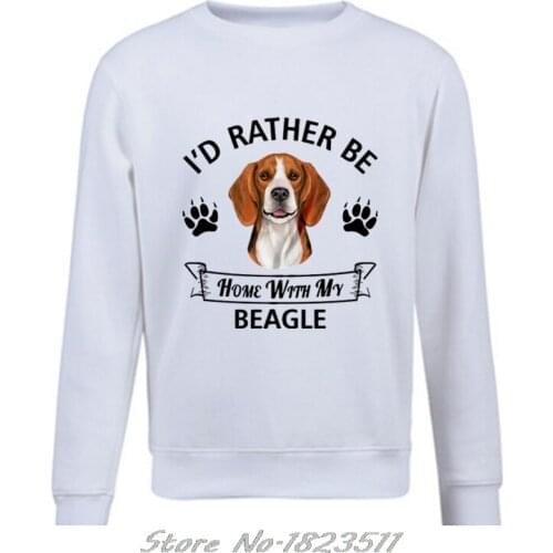 Men Fleece pullover Hoodie I'D Rather Be Home With My Beagle Dog Gift For Dog Owner Print Sweatshirt Hip Hop Jacket Tops