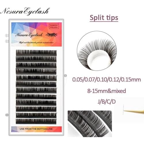 NCSURAEYCLASH Matte Flat Eyelash Extensions Individual Mink Softer Eyelashes Supplies Ellipse Cashmere Lash Split Tips Volume
