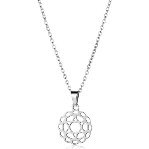 Stainless Steel Hollow Lotus Geometric Round Six-pointed star Pendant Chain Necklace Love Woman Mother Girl Gift Wedding Jewelry