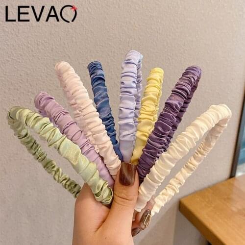 LEVAO Chic Glossy Hair Bezel Bands Women Thin Ruched Headband Hairband for Girls Hair Accessories Wrinkle Headbands Hair Hoop