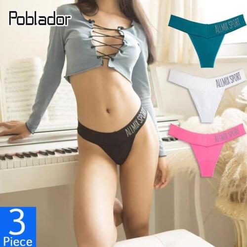 Poblador3Pcs/lot Sexy Womens Cotton Panties Set Underwear Seamless Sport Thong Low Waist Female Fashion G-String Comfort Tangas