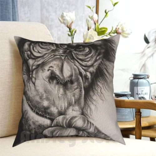 Chimpanzee Portrait-Ape , Monkey , Chimp , Black And Grey Photo Realism Pencil Portrait Outdoor Hiking Backpack Waterproof