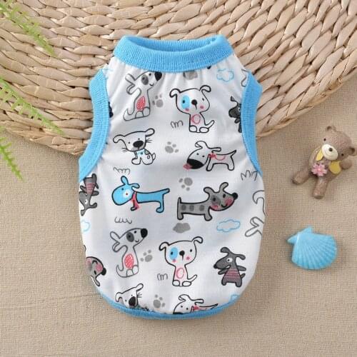 Spring Summer Dogs T-shirt Pet Puppy Dog Striped Print Clothes Sleeveless Accessory Pet Vest Dog Shirt Dog Clothes Costume