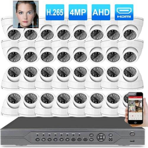 H.265 32CH CCTV System 4MP Security Camera kit 4MP AI Face Detection Camera Dome Indoor Outdoor Video Surveillance Camera Onvif