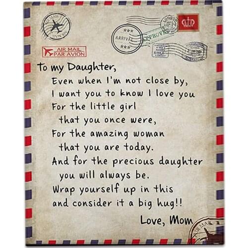 To My Daughter Son Message Letter Quilt Blanket English Frence German Languages Print Flannel Blanket Bed Sofa Love Blanket