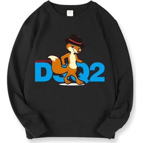 Anime fox DSQ2 printing round neck Sweatshirts pullover cotton unisex retro loose Sweatshirt