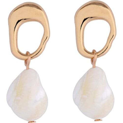 SRCOI Vintage Metal Simple Sea Shell Conch Shape Earrings Romantic Small Holiday Dangle Earring Fashion Sea Jewelry Bijoux Femme