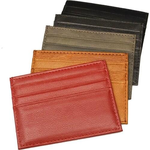 Vintage Cow Leather Business Card Holder Mens Dry Wax Oil Vintage Flat Wide id card Wallet Case