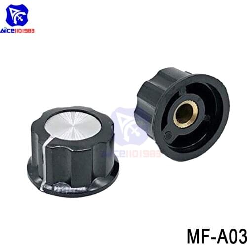 Diymore 5PCS/Lot MF-A03 Black Metal 6mm Knurled Shaft Insert Dia. Potentiometer Control Knobs Switch Cap 28mm Dia. x 15mm Height