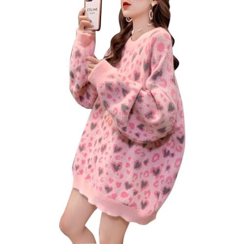 Cute Sweater Tops Women O-Neck Full Sleeve Korean Heart Pullovers For Women 2022 Autumn Elegant Sweet Knitwear Female CX2210